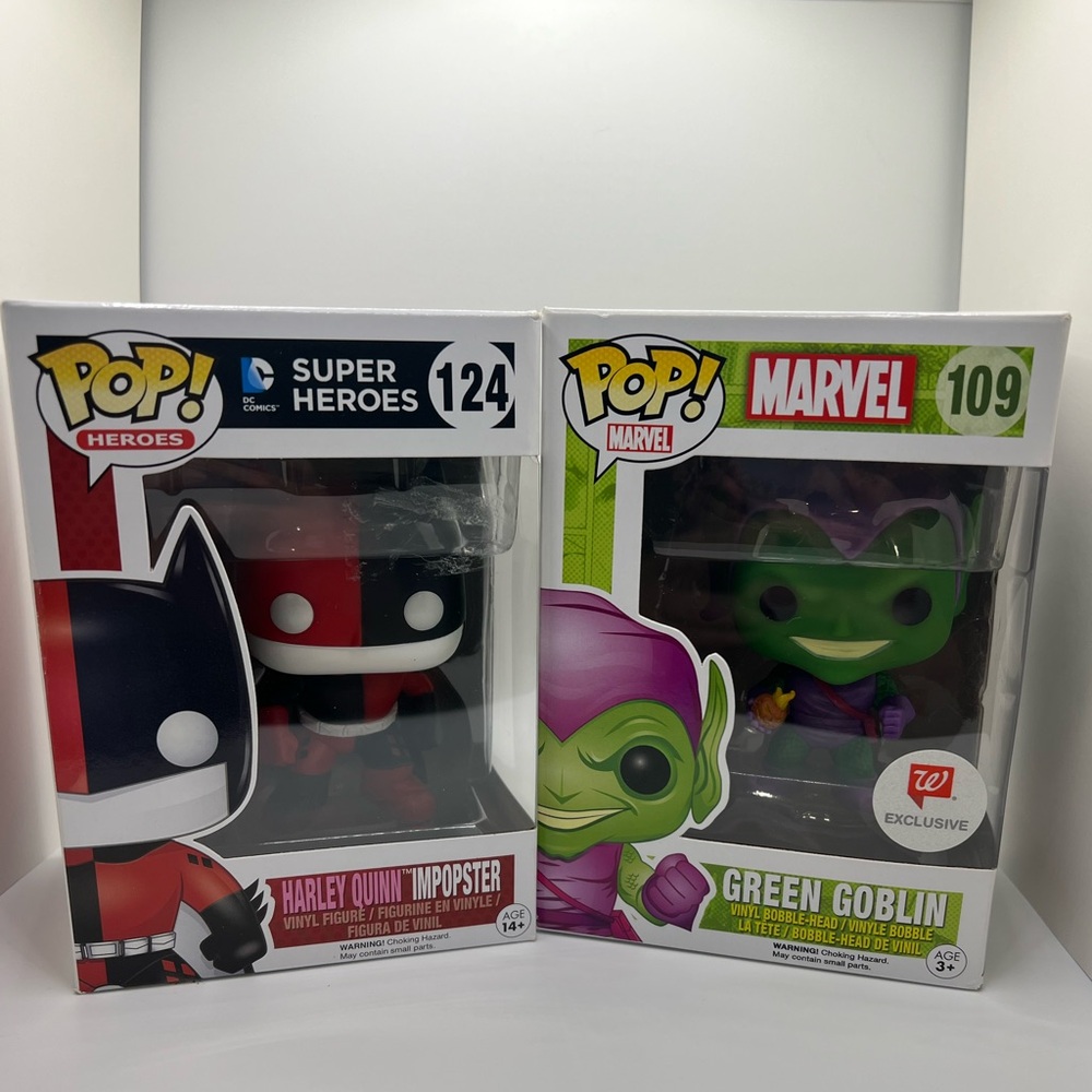 Funko Pop! DC ComicsHarley Quinn Imposter and Marvel Green Goblin Figures